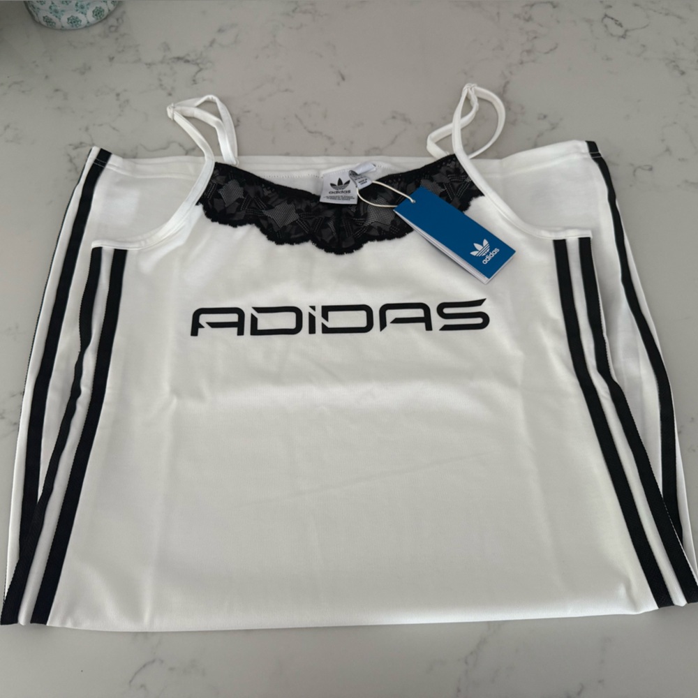 Adidas Women's White Chemise with Black Lace Detail